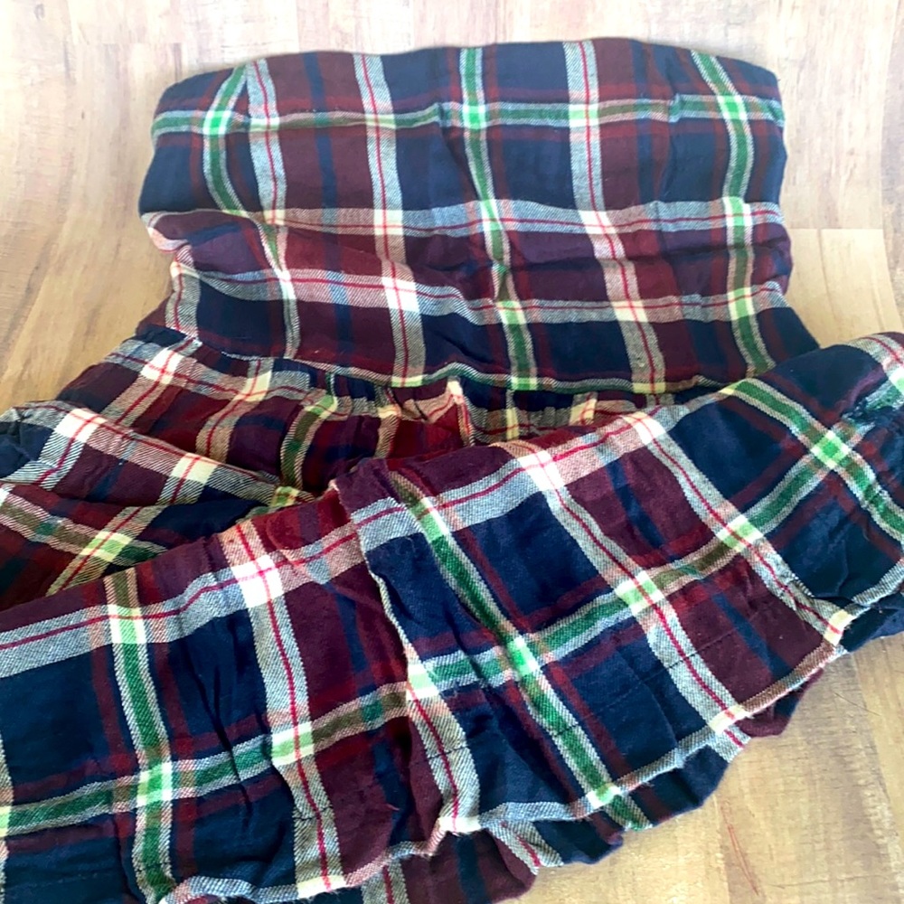 Abercrombie Navy Plaid Strapless Dress Top